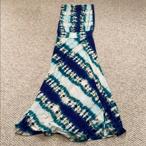 Veronica M Tie Dye Strapless Maxi Dress xs